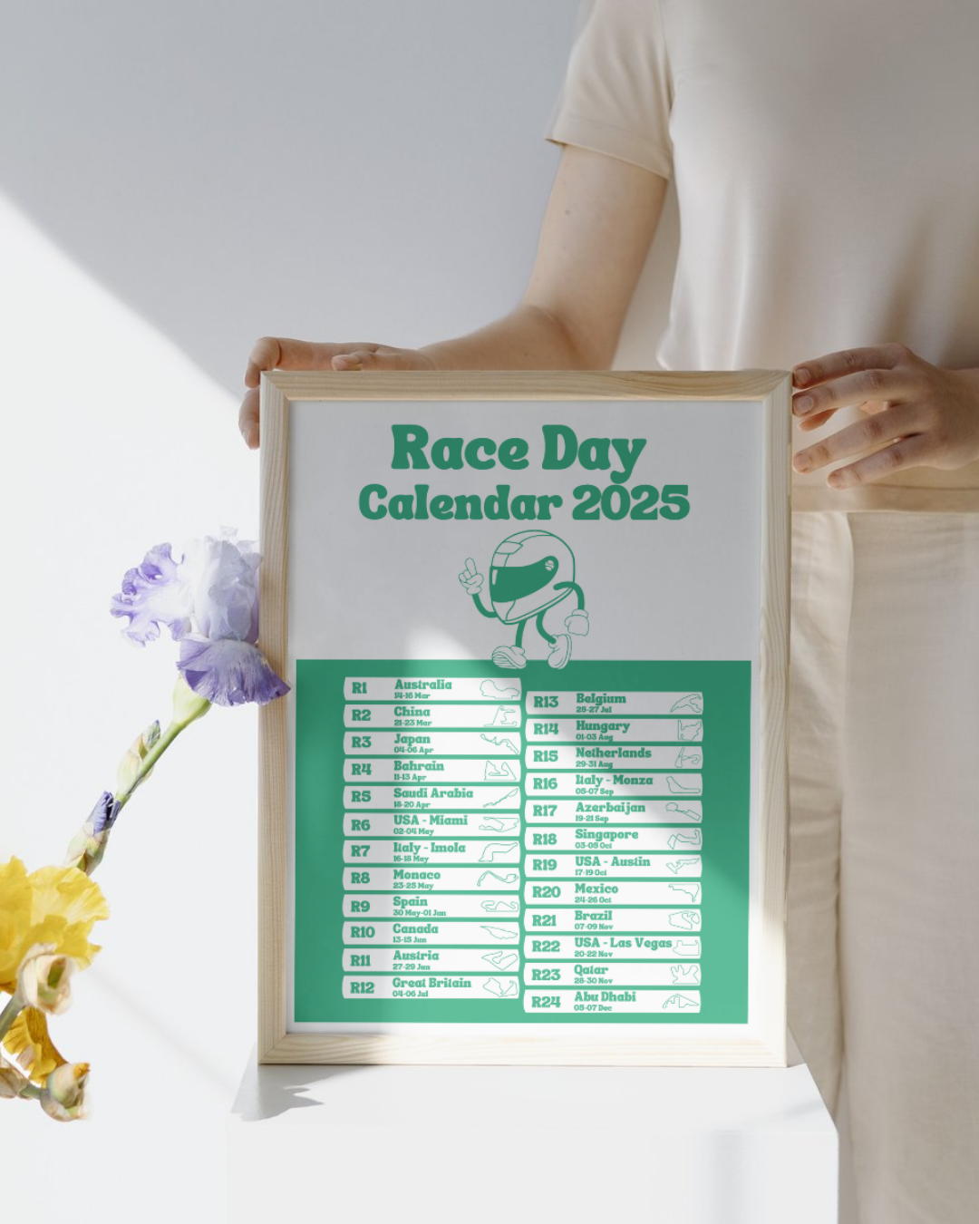 Race Day Calendar 2025 - Green